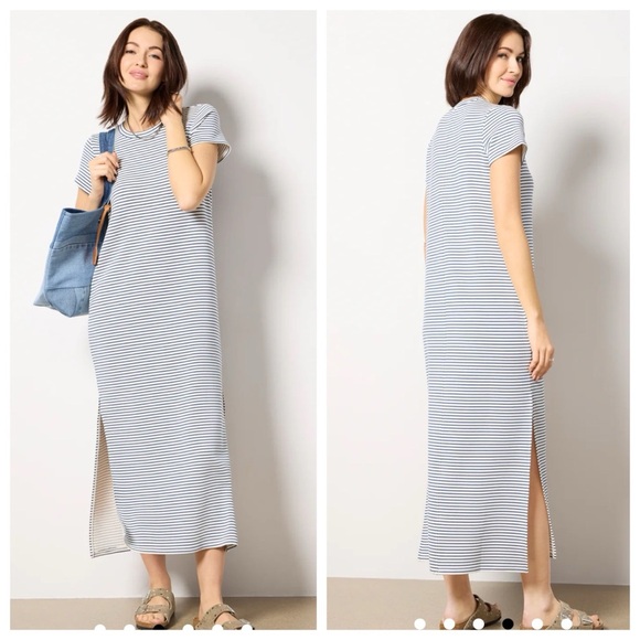 Evereve SPANX The AirEssentials Air Essentials Stripe T-shirt Maxi Dress Small - Picture 1 of 9